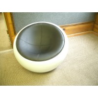 Scoop Chair In Black PU Leather With White Exterior