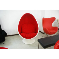Pod Chair In White Shell With Red Fabric Interior Pod Chair In White Shell With Red Fabric Interior