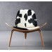 Hans Wegner Style Three Legged Shell Chair In Cowhide Leather
