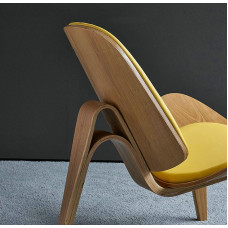 Hans Wegner Style Three Legged Shell Chair In PU Leather Hans Wegner Style Three Legged Shell Chair In PU Leather
