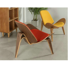 Hans Wegner Style Three Legged Shell Chair In Fabric Hans Wegner Style Three Legged Shell Chair In Fabric