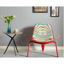 Hans Wegner Style Three Legged Shell Chair In Print Fabric Hans Wegner Style Three Legged Shell Chair In Print Fabric