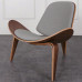 Hans Wegner Style Three Legged Shell Chair In Grey Fabric Hans Wegner Style Three Legged Shell Chair In Grey Fabric