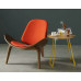 Hans Wegner Style Three Legged Shell Chair In Fabric
