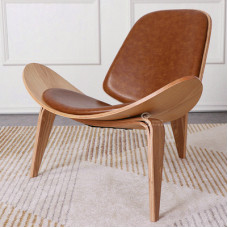Hans Wegner Style Three Legged Shell Chair In Aniline Leather Hans Wegner Style Three Legged Shell Chair In Aniline Leather