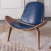 Hans Wegner Style Three Legged Shell Chair In Aniline Leather
