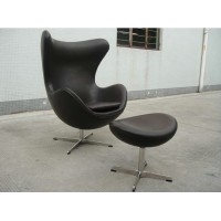 Egg Chair And Ottoman In Real Leather